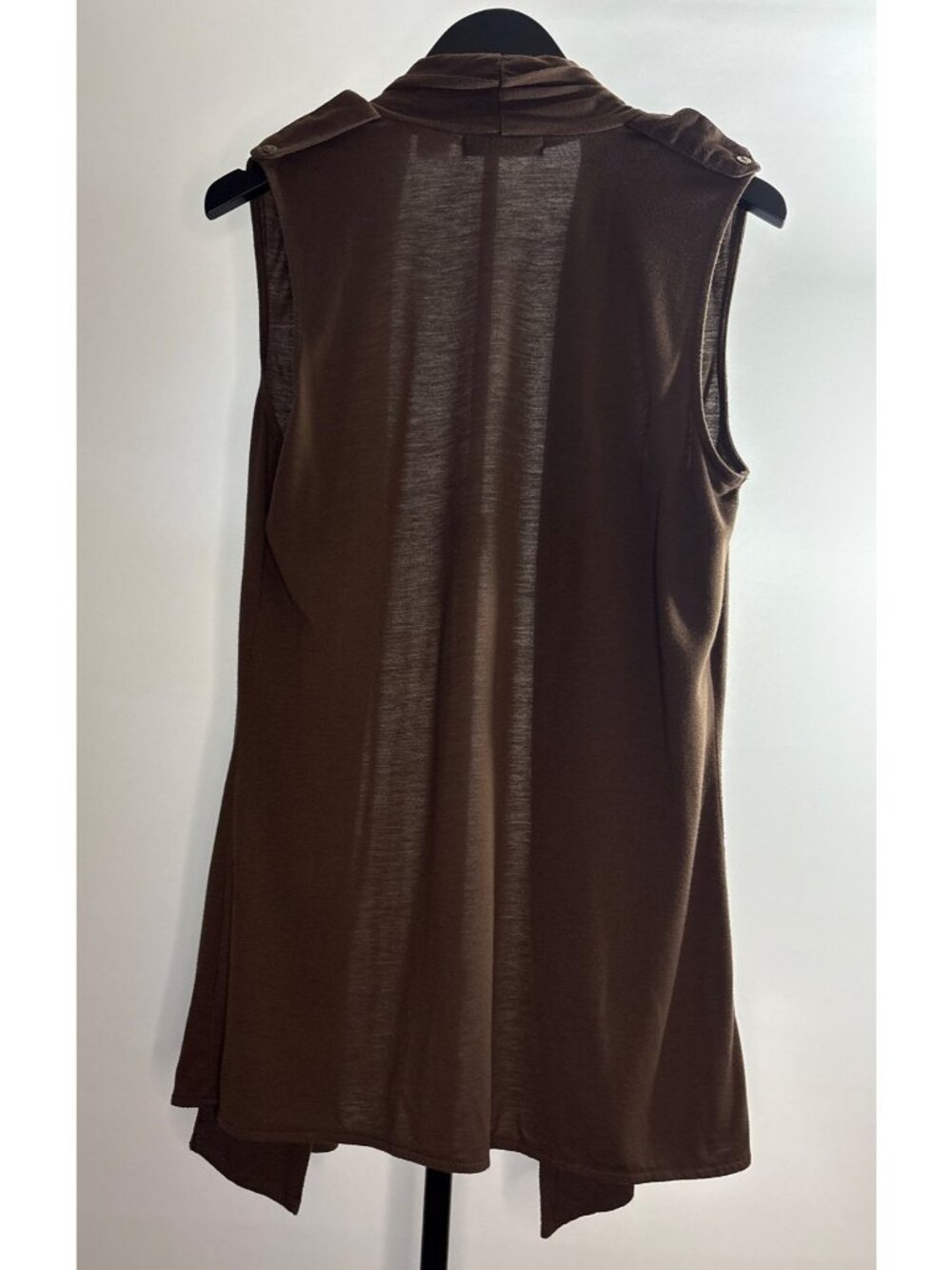 Liz Claiborne Women's Sleeveless Brown Draped Open Cardigan Vest Women’s Size M - Picture 7 of 11